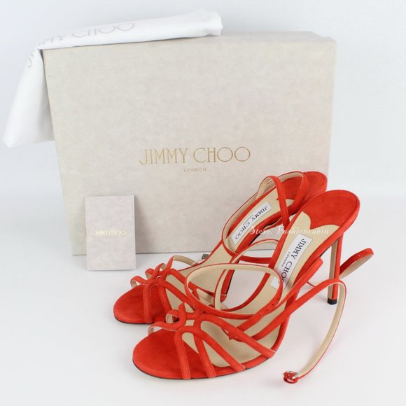 NEW JIMMY CHOO Cutout Suede Sandals - Picture 2 of 16